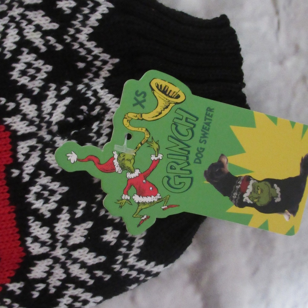 Dr. Seuss Grinch Dog Sweater Pet XS Black New Christmas Holiday Knit Apparel - Picture 3 of 6